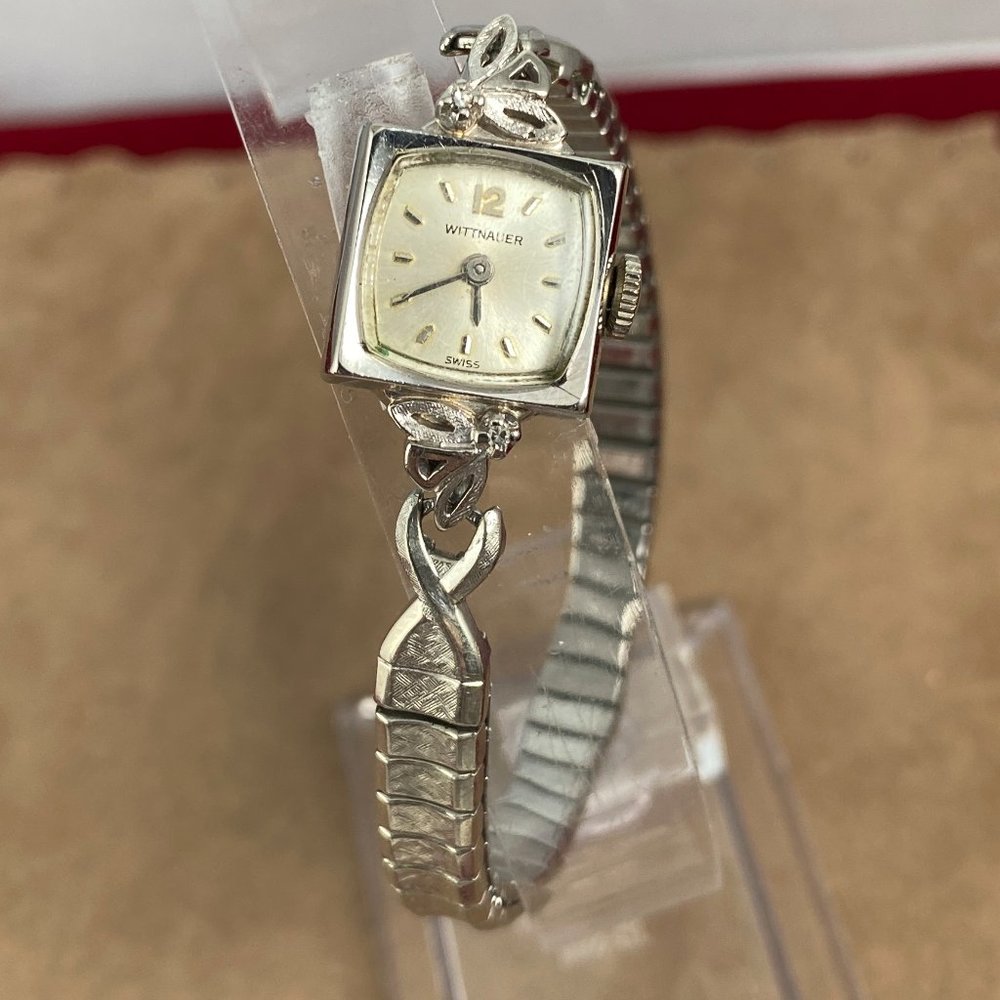 Vintage Swiss Wittnauer Square Case 10K White Gold Filled Watch